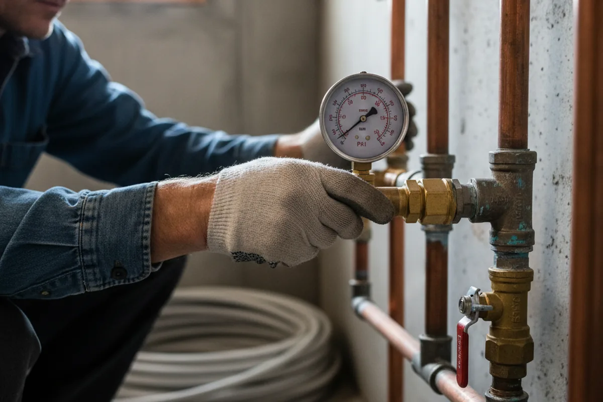 Pressure testing a repaired line during Water Line Repair in Fords